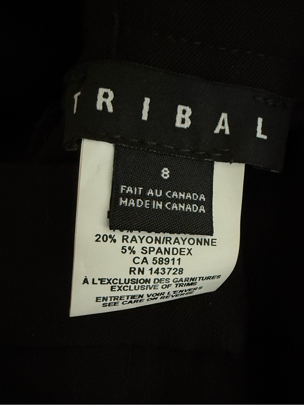 Tribal Black Straight-Leg Dress Trousers - Picture 3 of 6